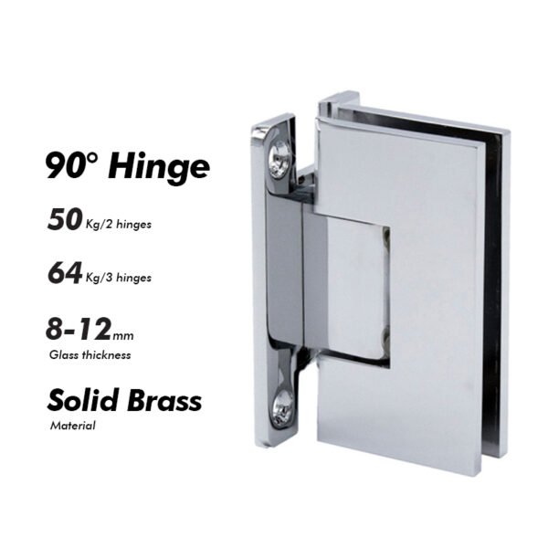 Polished Chrome 90 Degree Solid Brass Shower Hinge Glass Door Hardwares