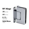 Polished Chrome 90 Degree Wall To Glass Shower Door Hinges 2 Polished Chrome 90 Degree Wall To Glass Shower Door Hinges