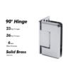Polished Chrome Frameless Glass Soild Brass 5 Degree Pre-Set Shower Door Hinges