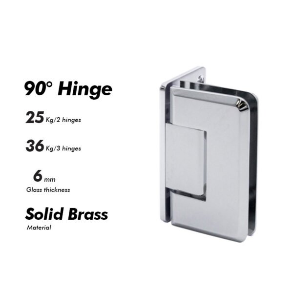 Polished Chrome Frameless Glass Soild Brass 5 Degree Pre-Set Shower Door Hinges