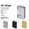 Polished Chrome Frameless Glass Soild Brass 5 Degree Pre-Set Shower Door Hinges