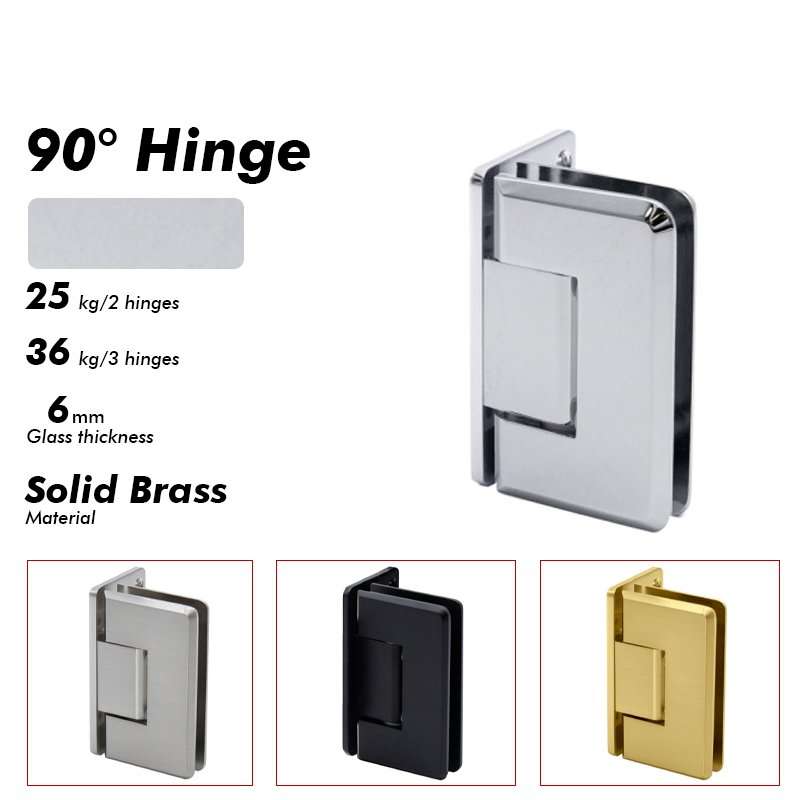 Polished Chrome Frameless Glass Soild Brass 5 Degree Pre-Set Shower Door Hinges