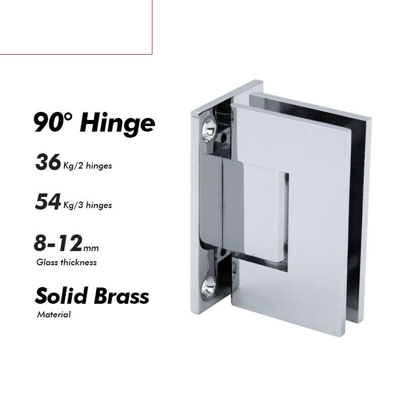 Polished Chrome Glass Accessories Solid Brass Shower Door Hinges
