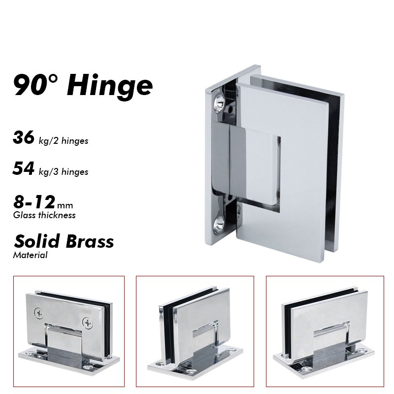 Polished Chrome Glass Accessories Solid Brass Shower Door Hinges