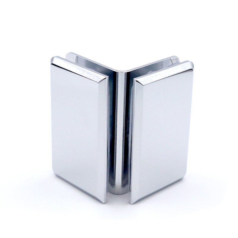 Polished Chrome Glass To Glass Brass Bathroom Door Clamp Shower Hardware