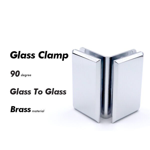 Polished Chrome Glass To Glass Brass Bathroom Door Clamp Shower Hardware
