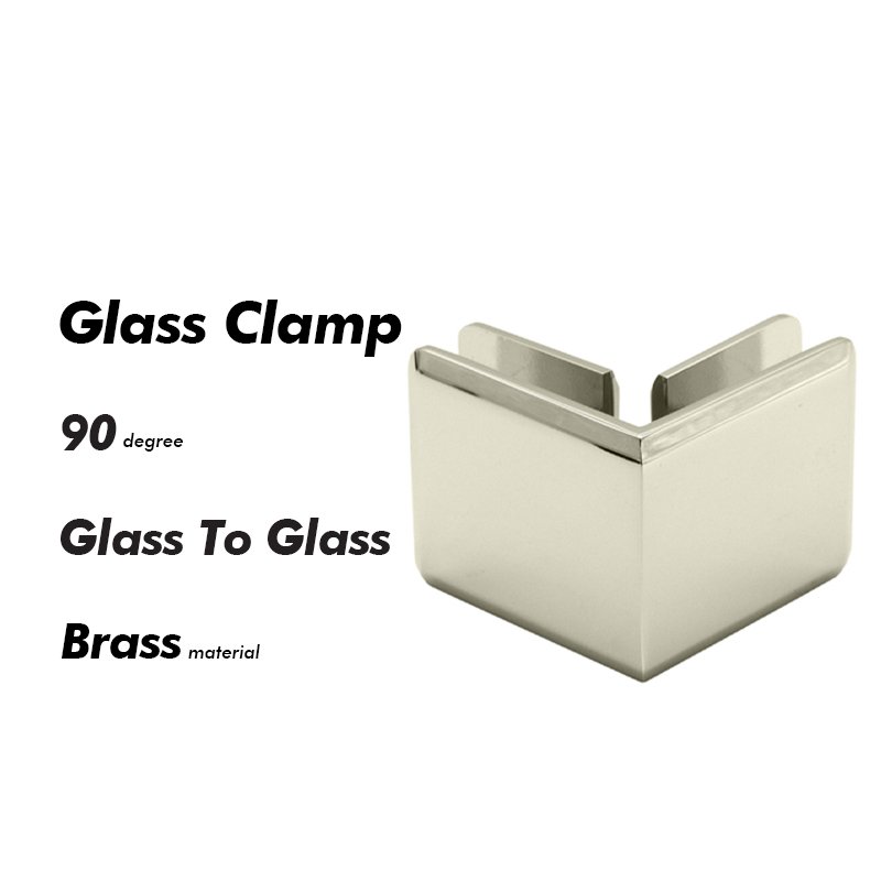 Polished Chrome Glass To Glass Brass Shower Bathroom Door Fixed Clamp 2 Polished Chrome Glass To Glass Brass Shower Bathroom Door Fixed Clamp
