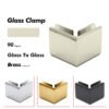 Polished Chrome Glass To Glass Brass Shower Bathroom Door Fixed Clamp 3 Polished Chrome Glass To Glass Brass Shower Bathroom Door Fixed Clamp