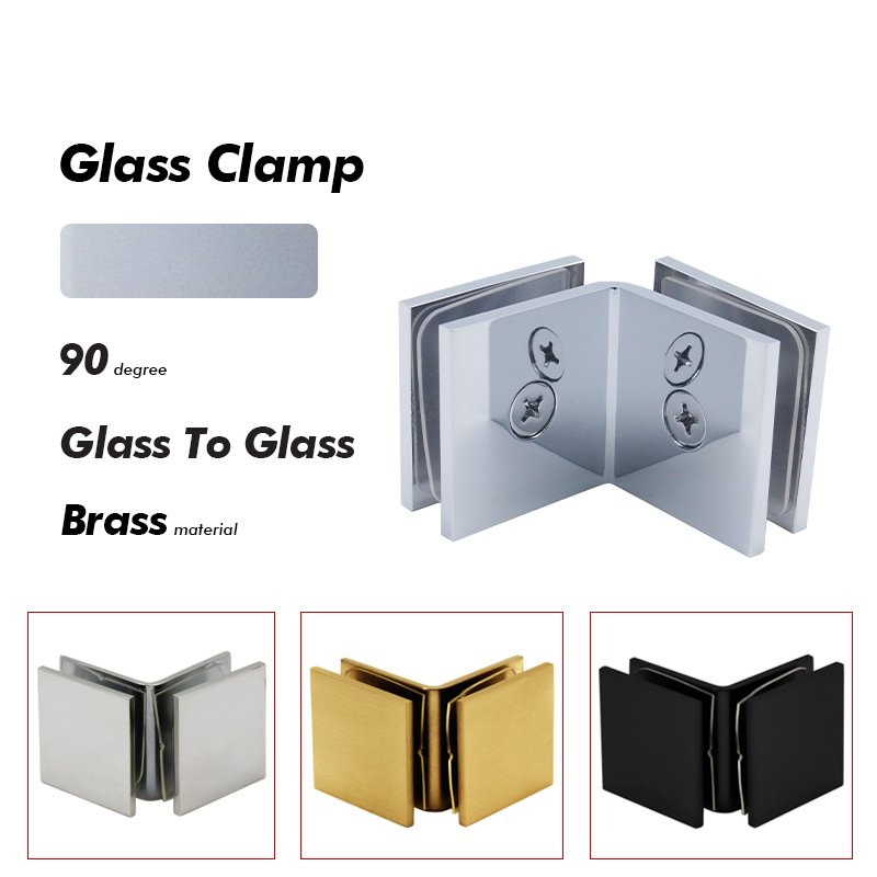 Polished Chrome Glass To Glass Shower Door Clamps Brackets