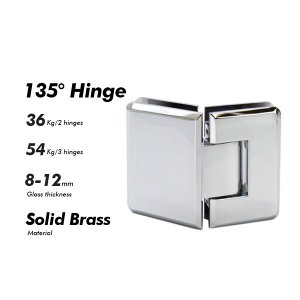 Polished Chrome Glass To Glass Shower Door Hinges