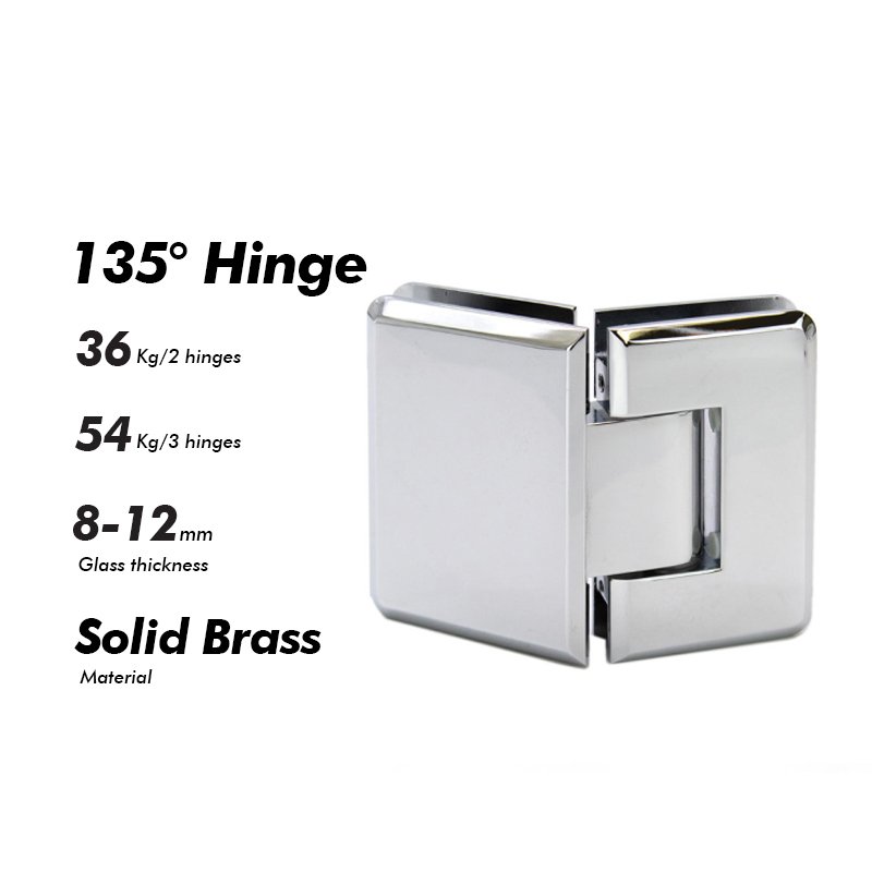 Polished Chrome Glass To Glass Shower Door Hinges