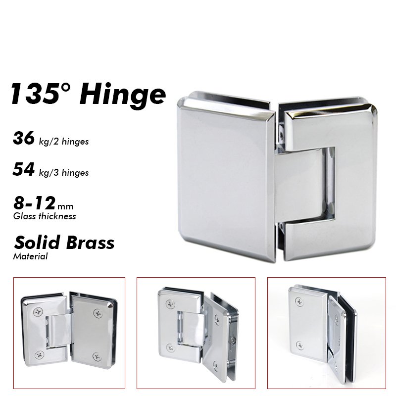 Polished Chrome Glass To Glass Shower Door Hinges