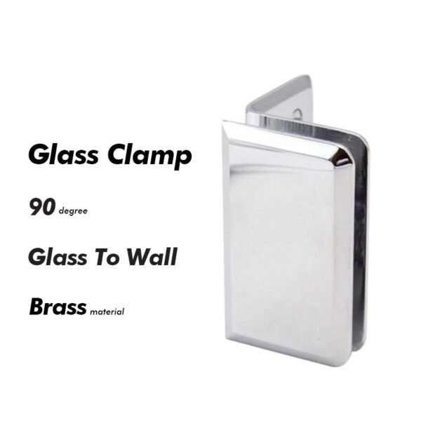 Polished Chrome Glass To Wall Solid Brass Shower Bathroom Door Clamp