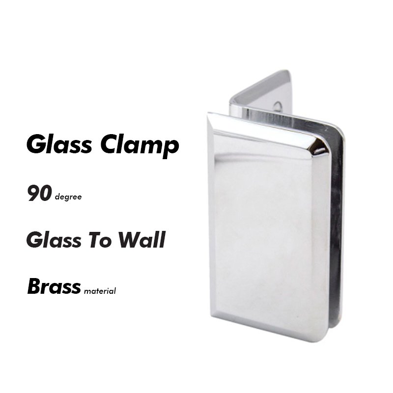 Polished Chrome Glass To Wall Solid Brass Shower Bathroom Door Clamp