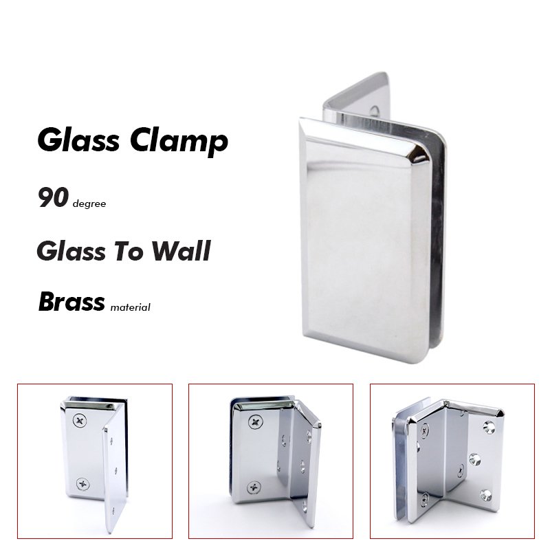 Polished Chrome Glass To Wall Solid Brass Shower Bathroom Door Clamp