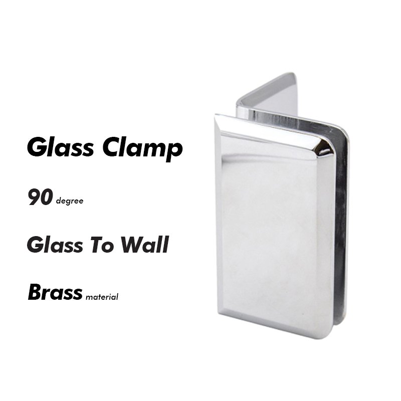 Polished Chrome Solid Brass Bathroom Glass Door Railing Clamp