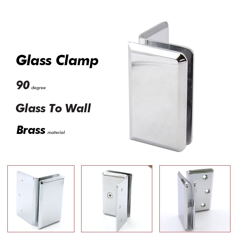 Polished Chrome Solid Brass Bathroom Glass Door Railing Clamp
