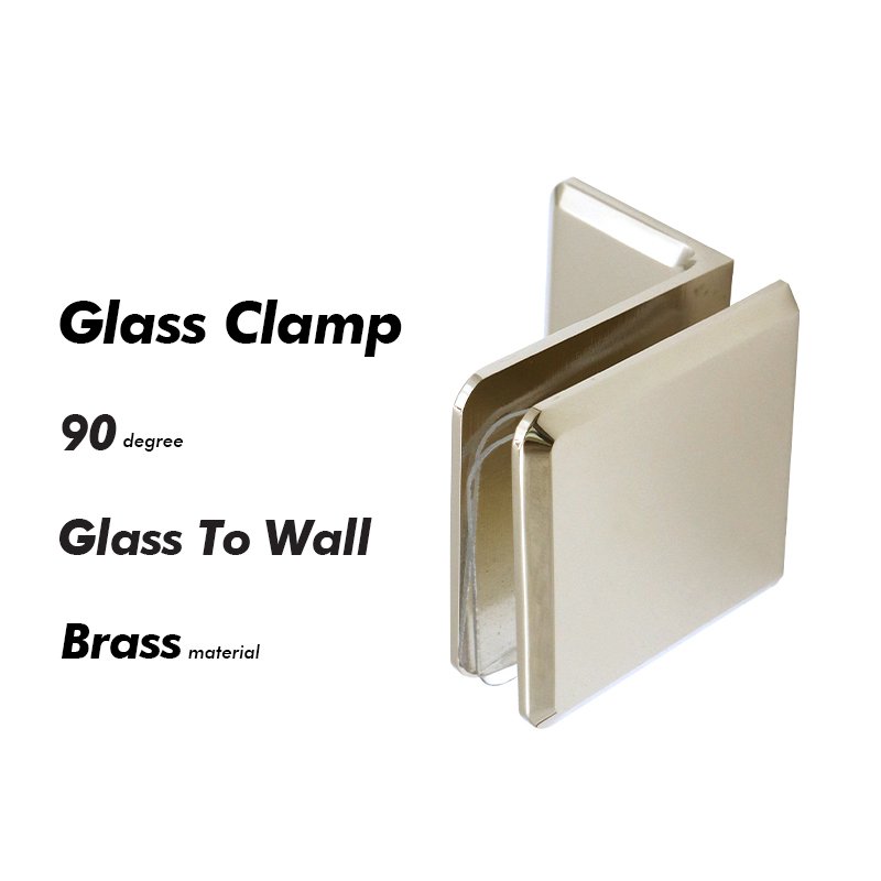 Polished Chrome Solid Brass Shower Bathroom Door Clamp Glass Brackets
