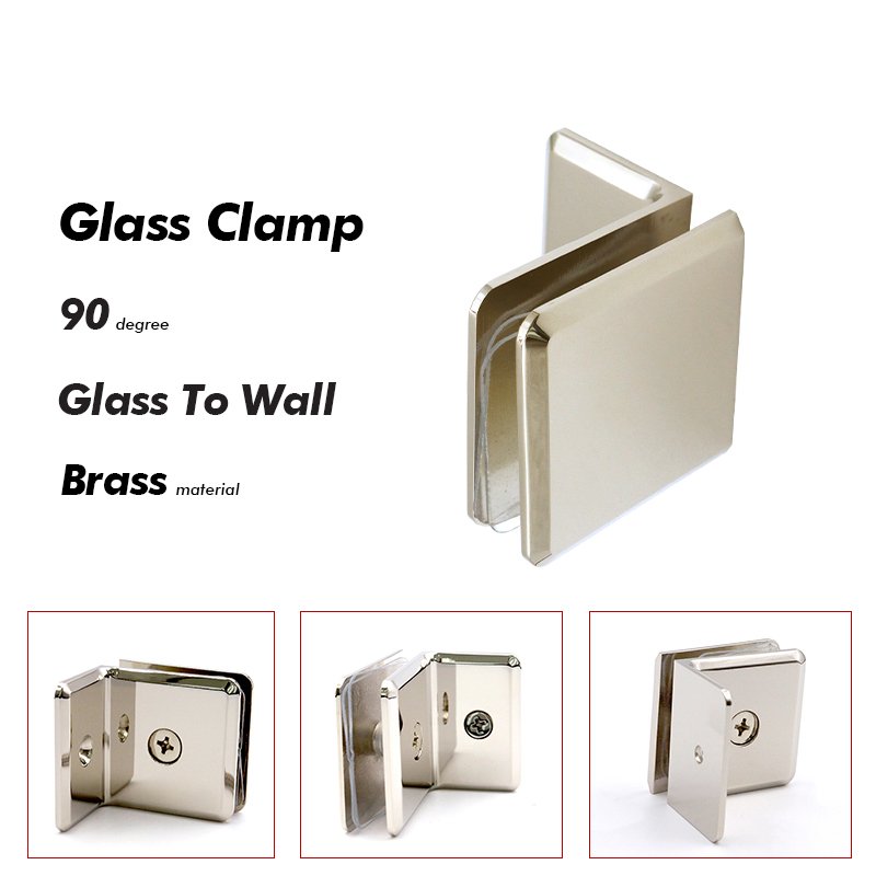 Polished Chrome Solid Brass Shower Bathroom Door Clamp Glass Brackets