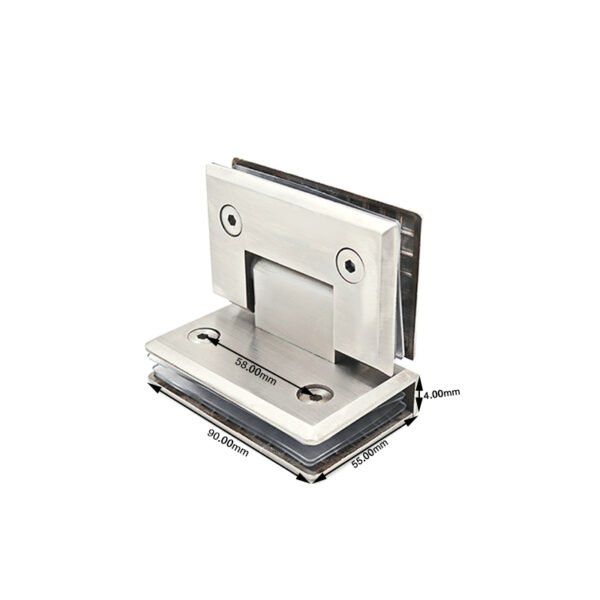 Popular Style Square Beveled 90 Degree Glass To Glass Chrome Satin Stainless Steel Hinge