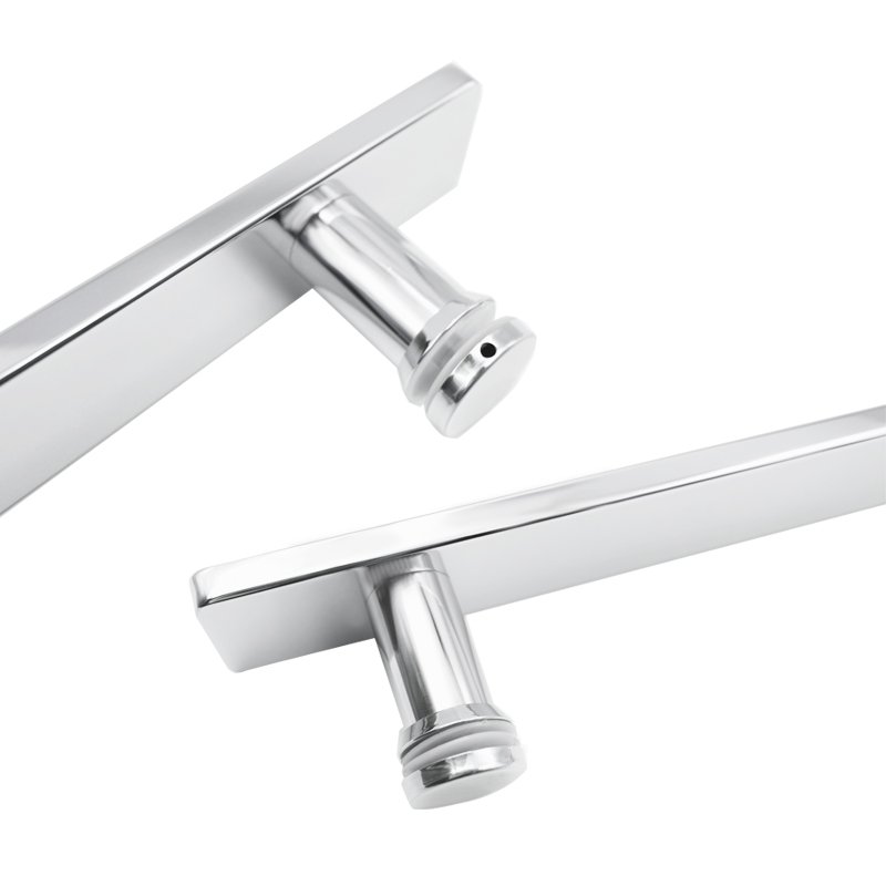 Rich Certificates Square Angled Corner Single Sided Stainless Steel Glass Pull Handle