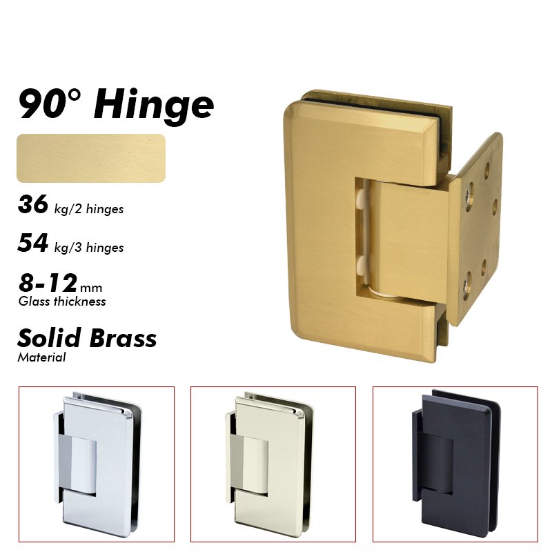 Satin Gold Adjustable Solid Brass Shower Door Hinges 3 Satin Gold Adjustable Solid Brass Shower Door Hinges
