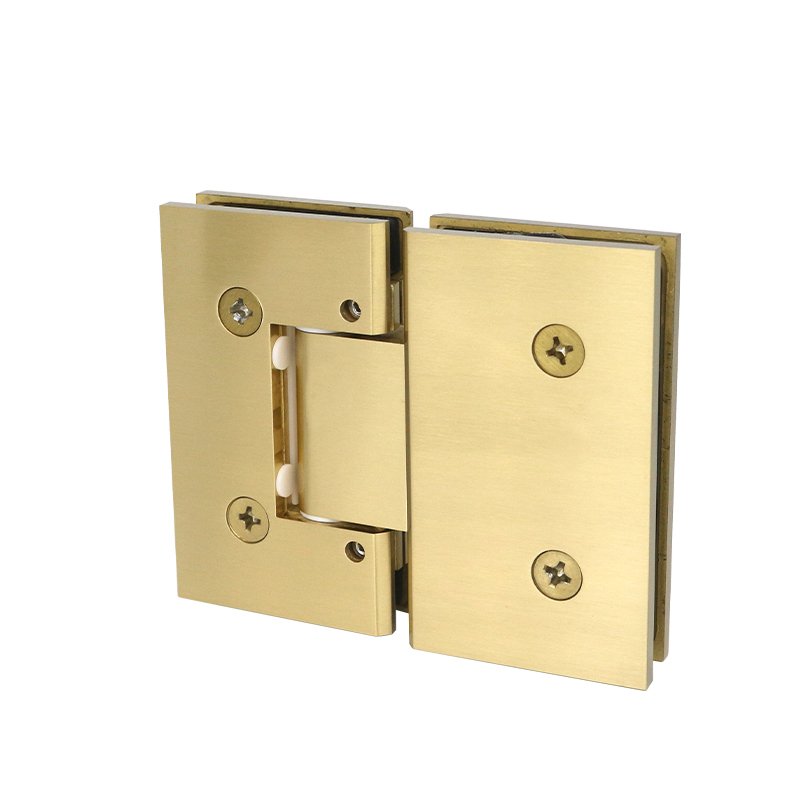 Satin Gold Adjustable Tempered Glass Glass Accessories Solid Brass Shower Door Hinges