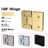 Satin Gold Adjustable Tempered Glass Glass Accessories Solid Brass Shower Door Hinges