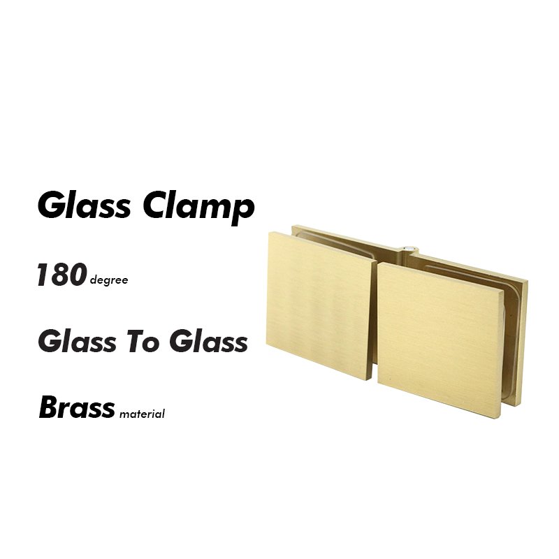 Satin Gold Glass To Glass Brass Shower Door Clamps Fittings