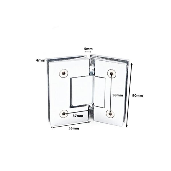 Square 135 Degree Glass To Glass Brass Glass Door Hinge
