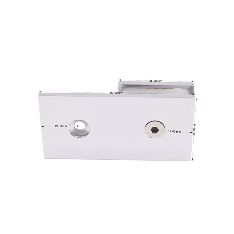 Square 180 Degree Brass Glass Clips Tempered Glass Clamp Bracket