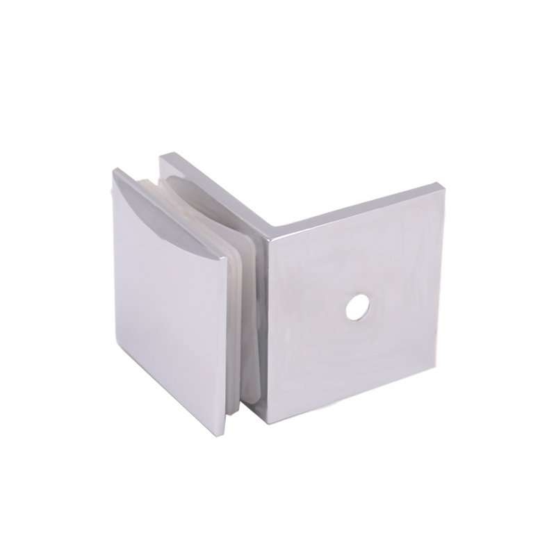 Square 90 Degree Brass Wall Mounted Chrome Sleeve Glass Holde Clamp Glass Barckets