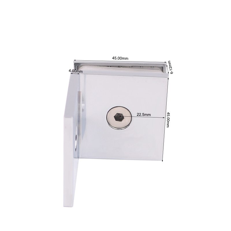 Square 90 Degree Brass Wall Mounted Chrome Sleeve Glass Holde Clamp Glass Barckets
