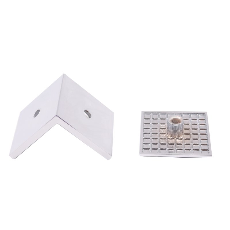 Square 90 Degree Brass Wall Mounted Chrome Sleeve Glass Holde Clamp Glass Barckets