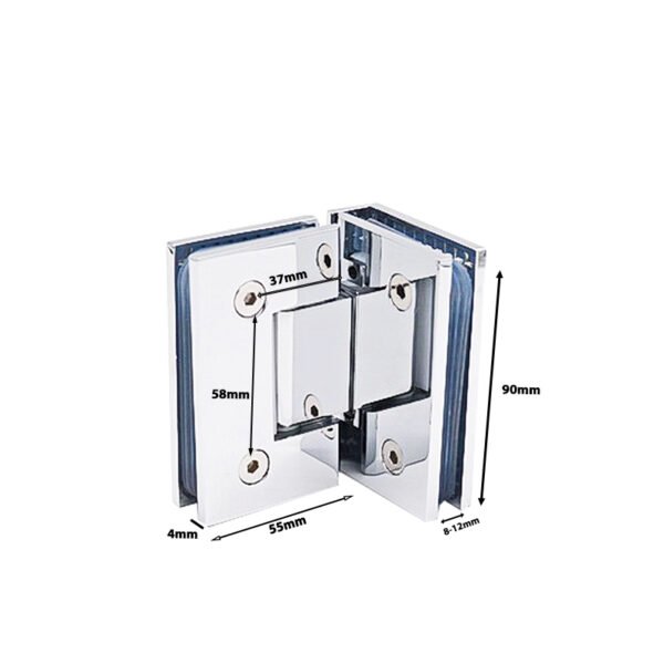 Square 90 Degree Glass To Glass Brass Shower Door Hinge
