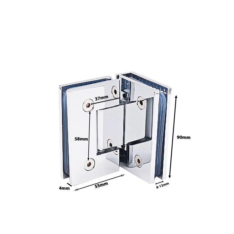 Square 90 Degree Glass To Glass Brass Shower Door Hinge