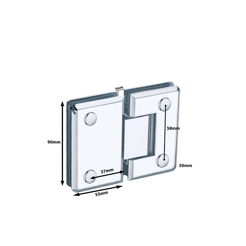 Square Bevel 135 Degree Glass To Glass Satin Polished Zinc Alloy Shower Hinge