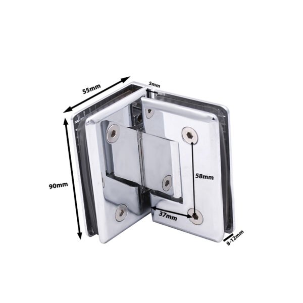 Square Bevel 90 Degree Glass To Glass Brass Shower Door Hinge