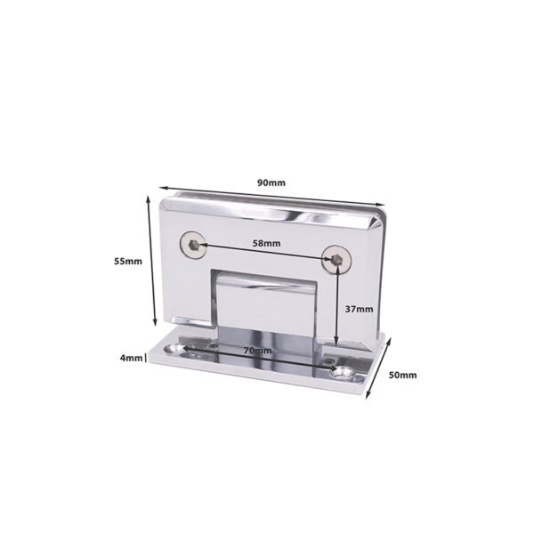 Square Bevel Full Back Plate Satin Brass Hinge For Glass Doors