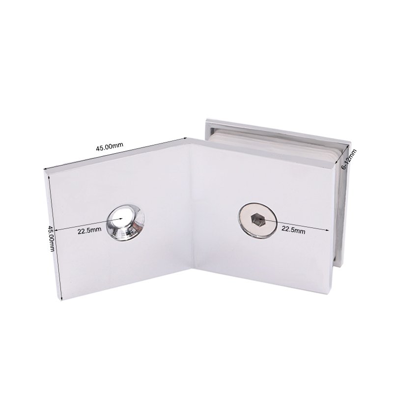 Square Beveled 135 Degree Satin Brass Bathroom Shower Door Glass Clamp Clips 2 Square Beveled 135 Degree Satin Brass Bathroom Shower Door Glass Clamp Clips