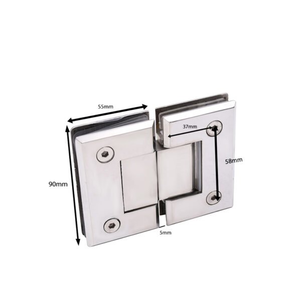 Square Beveled 180 Degree Glass To Glass Stainless Steel Hinge Glass Fitting Hardware