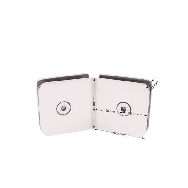 Square Corner 135 Degree Stainless Steel Chrome Gold Black Glass Clamp