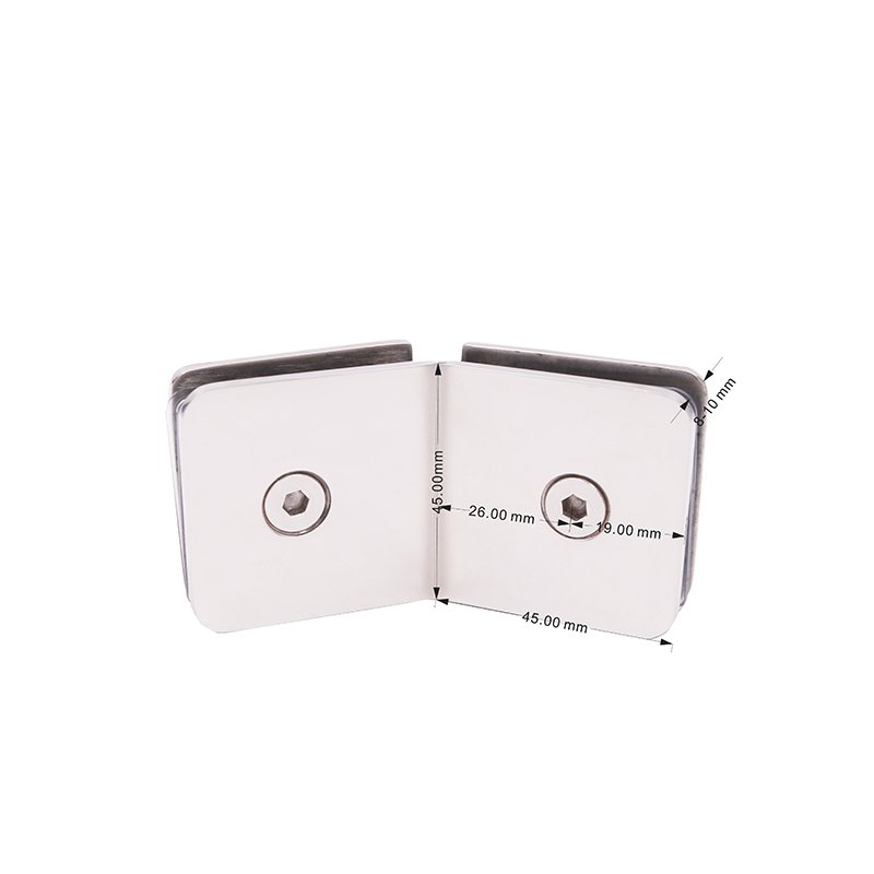 Square Corner 135 Degree Stainless Steel Chrome Gold Black Glass Clamp