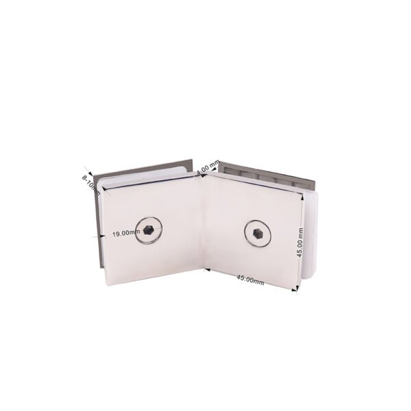 Square Curved 135 Degree Stainless Steel Glass Holding Clamps Glass Door Clips