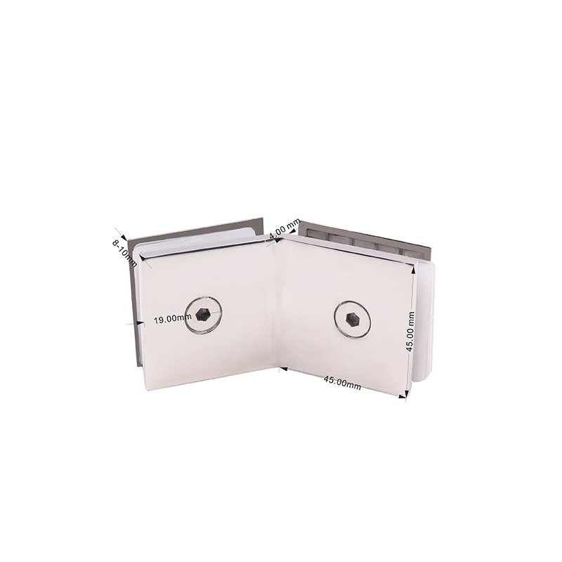 Square Curved 135 Degree Stainless Steel Glass Holding Clamps Glass Door Clips