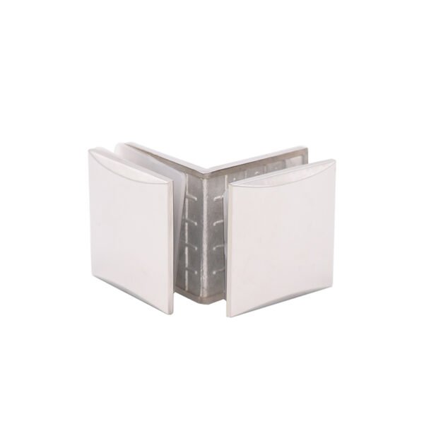 Square Curved Surface Glass Partition 90 Degree Chrome Satin Ss316 Glass Clamp