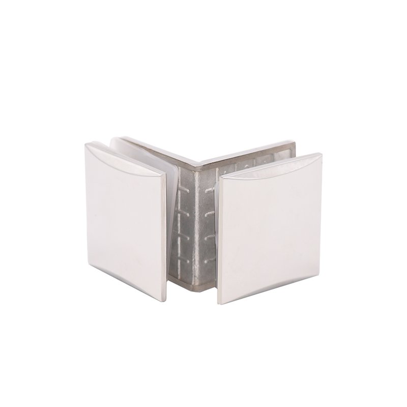 Square Curved Surface Glass Partition 90 Degree Chrome Satin Ss316 Glass Clamp