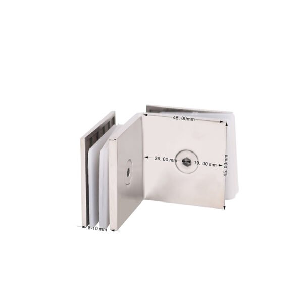 Square Curved Surface Glass Partition 90 Degree Chrome Satin Ss316 Glass Clamp
