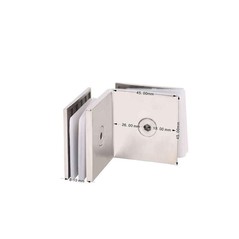 Square Curved Surface Glass Partition 90 Degree Chrome Satin Ss316 Glass Clamp