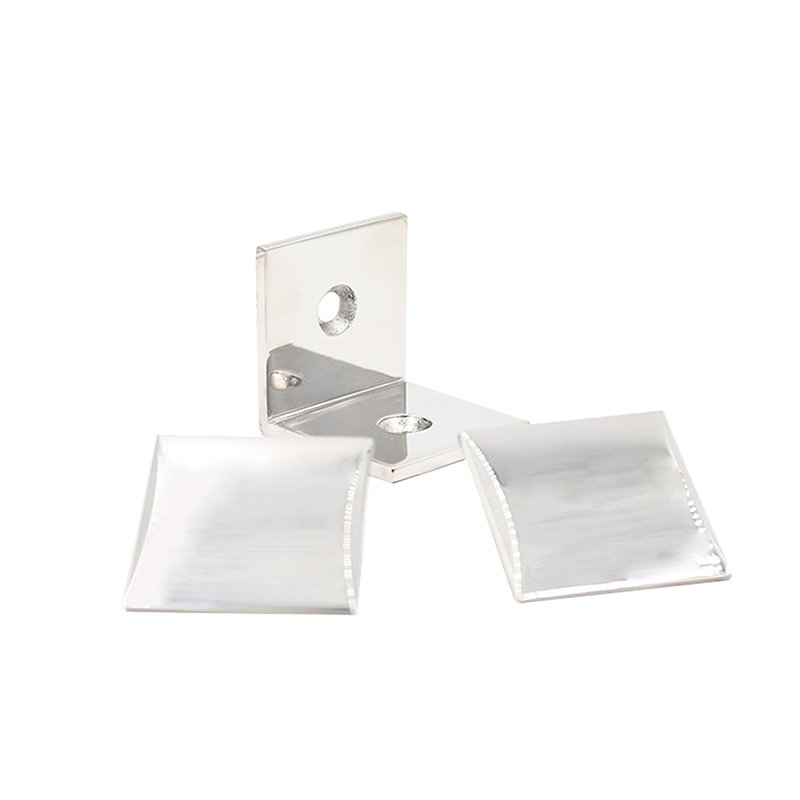 Square Curved Surface Glass Partition 90 Degree Chrome Satin Ss316 Glass Clamp